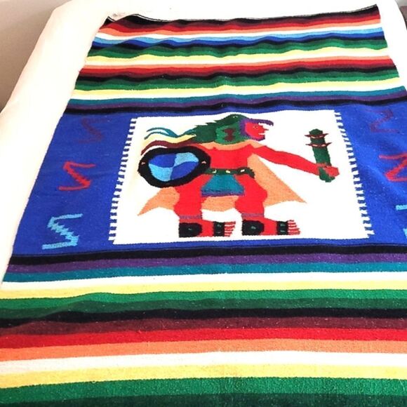 VTG Zapotec Mexican tapestry throw rug - Picture 2 of 11